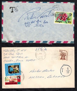 Britische Karibik 1958-1970er Jahre 6 Abgabenbriefe mit T-Kreisen & diverse Briefmarken - Bild 1 von 4