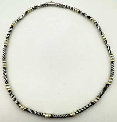 COLLAR ESTACIÓN DAVID YURMAN PLATA 925 Y PERLAS 585 15 1/4” K427C Foto 1 de 4