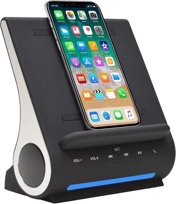 Azpen Dockall D108 Wireless Charger, Bluetooth Premium Speakers, Black  - Image 1 of 4