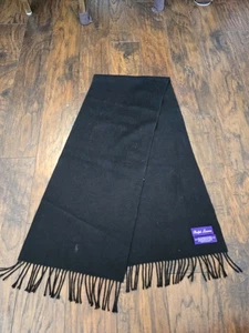 Bufanda de cachemir Polo Ralph Lauren etiqueta púrpura borlas negras 60 X 12 - Imagen 1 de 5