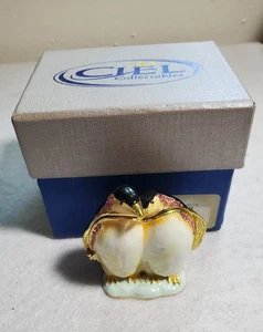 CIEL Doble Pingüinos Caja Baratija Joya 2.5" Alto Metal Esmaltado con Caja Original - Imagen 1 de 5