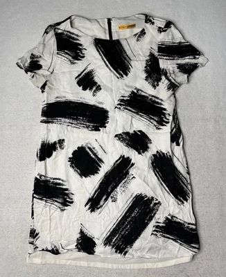 ALICE + OLIVIA платье черный белый краска щетка короткая открытая молния размер большой - Изображение 1 из 4