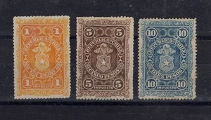 CHILE scarce TAX stamps 1, 5 & 10 PESOS NO gum - Picture 1 of 1