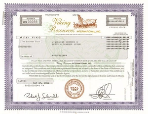 Viking Resources International Aktienzertifikat - Bild 1 von 1