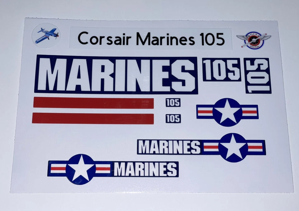 Cox # 9000 Corsair .049 Gas Powered Control Line Airplane Reproduction Decal Set - Image 1 of 1