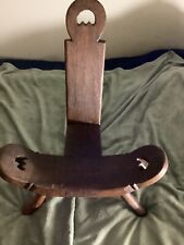 Antique Primitive Wood Milking Stool Birthing Chair  3 Legged  made in Portugal