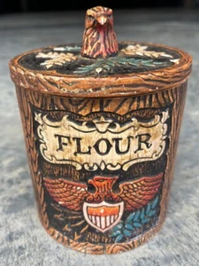 Vintage Ceramic Canister Eagle Shield Leaf Container w/ Lid Flour Napcoware - Picture 1 of 8