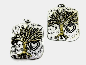 2-TEILIGES SET LEBENSBAUM MIT HERZ "LIEBE" ANHÄNGER SILBER & GOLDFARBEN 1" (5512) - Bild 1 von 1