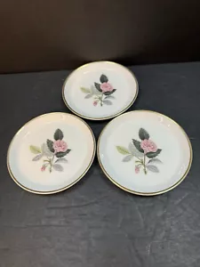 Set Of 3 Wedgwood Hathaway Rose Porcelain Coasters Vintage Victorian - Picture 1 of 9
