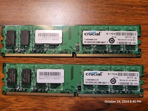4GB 2X 2GB Crucial Chipset PC2-6400 DDR2 800MHZ DIMM Desktop RAM - FREE ship! - Picture 1 of 3