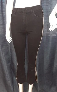 Mother Brand Fashion Step Fray Jeans Black & White Guilty Racer Women's Size 26 - Picture 1 of 13