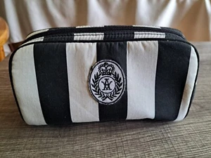 vintage Adrienne Vittadini black and white stripped makeup Bag - Picture 1 of 6