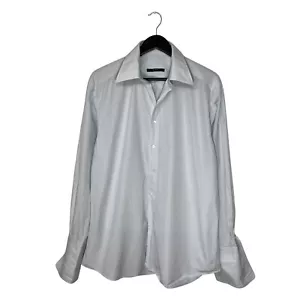 Vintage Gucci By Tom Ford Pin Striped Dress Shirt Size 42 16.5 White Blue - Picture 1 of 11