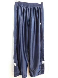 Vintage Adidas Track Pants Blue 3 Stripe Snap Nylon Popper Break Tear Away L - Picture 1 of 12