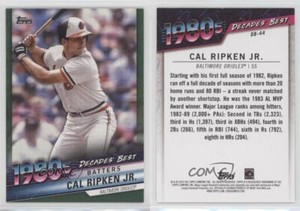 2020 Topps Decades Best Batters Green Cal Ripken Jr #DB-44 HOF