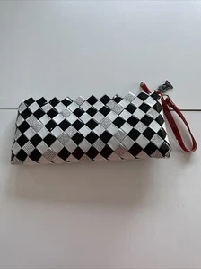 Nahui Ollin Black And White Candy Wrapper Zipper Closure Clutch Purse Bag - Picture 1 of 9