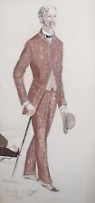 VINTAGE WATERCOLOR/PENCIL PAINTING THEATRE COSTUME DESIGN SIGNED