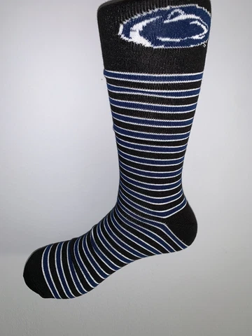 PENN STATE NITTANY LIONS NCAA COLLEGE JERSEY LOGO MULTI STRIPE DRESS SOCKS MENS Cover