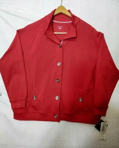 Allison Daley Jacket Size 1X Red Button Front Long Sleeve Pockets Stretch NWT - Picture 1 of 8