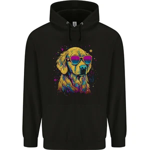 Retrowave Golden Retriever Dog Childrens Kids Hoodie - Picture 1 of 3