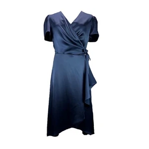 Vestido de satén FRANK LYMAN 248372 42/XL azul celebración boda vestido envolvente PVP: 259 € - Imagen 1 de 4