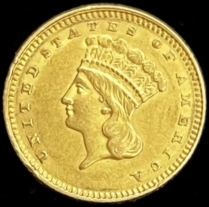 1862 GOLD UNITED STATES PRINCESS HEAD $1 COIN CIVIL WAR DATE TYPE 3 - Picture 1 of 2