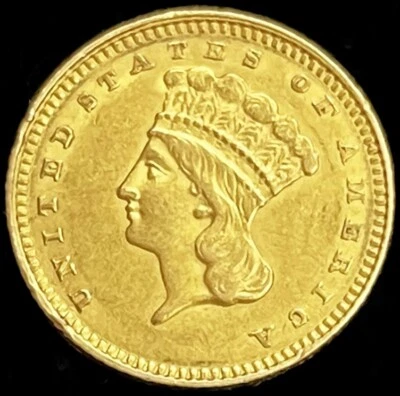 1862 GOLD UNITED STATES PRINCESS HEAD $1 COIN CIVIL WAR DATE TYPE 3 - Image 1 of 2