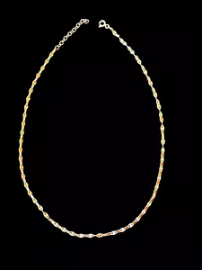 925 Sterling Silver Yellow Gold Vermeil 15.25" Lip Chain Choker Necklace  - Picture 1 of 6