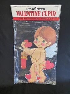 18” Vintage Jointed Valentine Cupid Die Cut Decoration Original Unopened Package - Picture 1 of 7