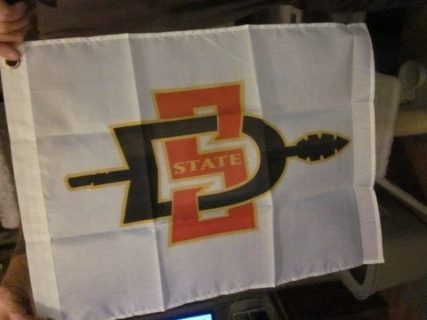 SAN DIEGO STATE AZTEC BASKETBALL SMALL WHITE MINI FLAG 17 INCHES BY 22 INCHES Cover