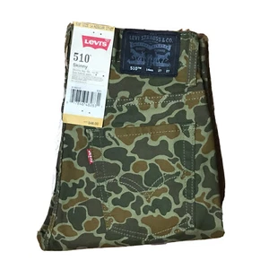 Levis Jeans Kids 14 Regular 27X27 Olive Cloud Camo Denim 510 Skinny Fit NWT - Picture 1 of 10