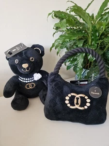 Dog Handbag Toy And Teddy Bear Gift Set Squeaker Soft Toys Teddy - Picture 1 of 2