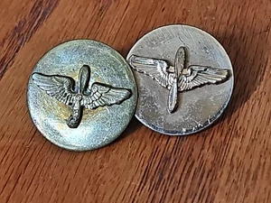 Pair Of US Army Gilt Air Service Air Force USAAF Collar Disk Screwback WW2 - Picture 1 of 3