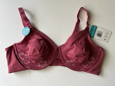 Sujetador Vanity Fair Radiant Collection encaje rosa espalda lisa figura completa 38DD Foto 1 de 4