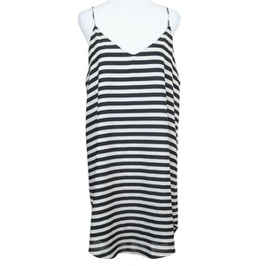 Society Amuse Blackbird Dress Large Black White Stripe Mini Flowy Summer Chic - Picture 1 of 8