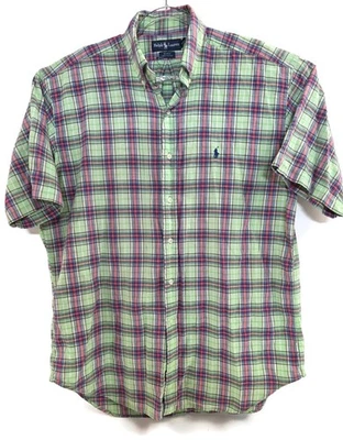 Ralph Lauren Blake Shirt Mens Large Green Plaid Short Sleeve Button Down - Image 1 of 4