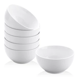 Bowls Set White Ceramic Bowls of 6 10oz Porcelain Bowl for Kitchen Dessert Rice - Picture 1 of 6
