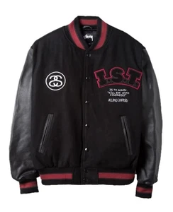 Para hombres Nueva 35th Milano Chapter Retro Negro Lana y Cuero Unisex Chaqueta Universitaria - Imagen 1 de 4