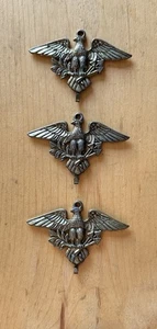 Lot Of 3 VTG Eagle Brass Metal Wall Hook Picture/Key Hangers 3 1/2” Wingspan - Picture 1 of 4