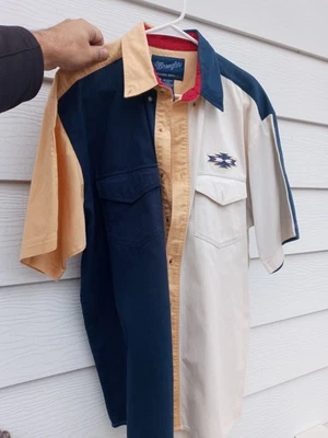 Vintage Wrangler Shirt Mens large L Striped * Western Brushpopper Aztec * GIFT - Image 1 of 4