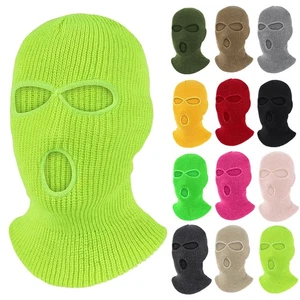 Winter 3 Hole Winter Knitted Balaclava Thermal Full Face Mask Snowboard Ski Mask - Picture 1 of 25