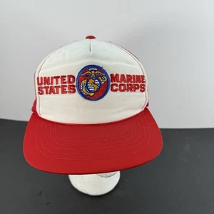 Vintage USMC Snapback Hat Cap Embroidered U.S Marine Corps Red Snapback - Picture 1 of 11