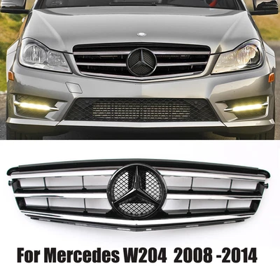 Front Grille W/Emblem for Mercedes Benz C-Class W204 C250 C300 2008-2014 Grill Foto 1 de 4