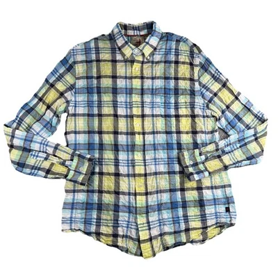 Camisa Relwen Para Hombres XL Seersucker Cuadros Abotonada Manga Larga Preppy Informal Foto 1 de 4