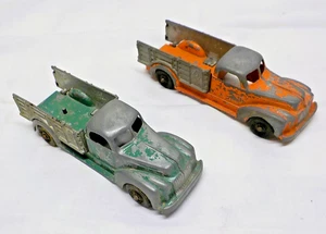 2 Hubley Kiddie Juguete Estaca Lado Naranja y Verde Camioneta Die Cast Pintura Original - Imagen 1 de 7