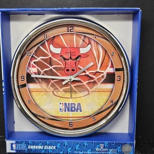 Chicago Bulls Chrome Plated Retro Wall Clock Wincraft Brand New Never Opened - Picture 1 of 9