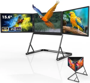 Laptop Screen Extender, 15.6" FHD 1080P IPS Portable Foldable Triple Monitor, L - Picture 1 of 9
