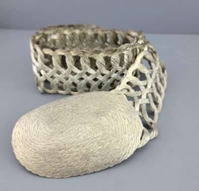 IMPRESIONANTE CINTURÓN DE MALLA TEJIDO ALAMBRE TONO PLATA ESTATE vintage   Foto 1 de 4