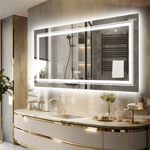 LED Bathroom Mirror Anti-Fog LED Lighted 2-Direction Hanging for Wall 3000-6000K - Picture 1 of 31