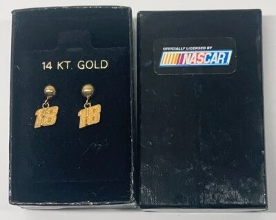 #18 Kyle Busch / Bobby Labonte - Oro 14Kt - Pendientes con poste de bola - NASCAR Foto 1 de 4